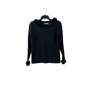 Joseph A Women's Black Fuzzy Neck Top